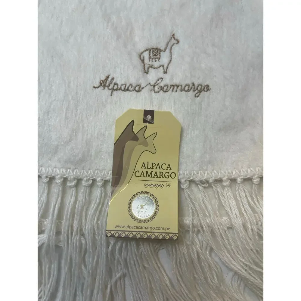 ALPACA CAMARGO PERUVIAN SCARF WINTER 100%ALPACA‎ IVORY COZY SOFT SOPHISTICATED